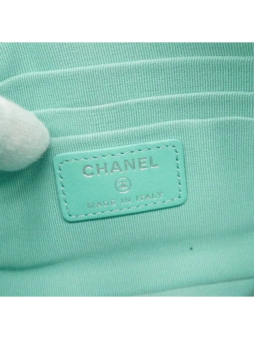 Chanel Pouch Quilted Lambskin Emerald Green